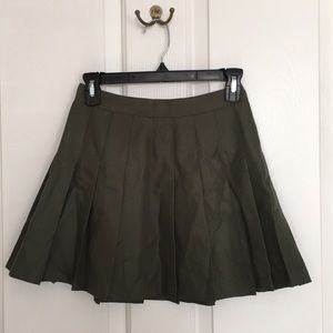 Green Pleated Skirt